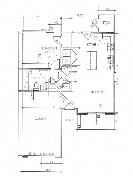Floor plan for 1 bed, 1 bath, 720 sqft
